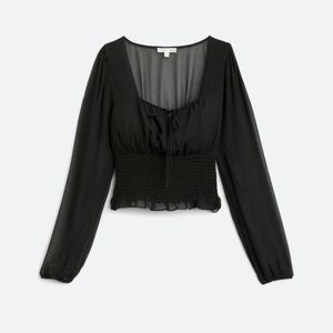 Nine Britton Willow Sheer Sleeve Smocked Blouse